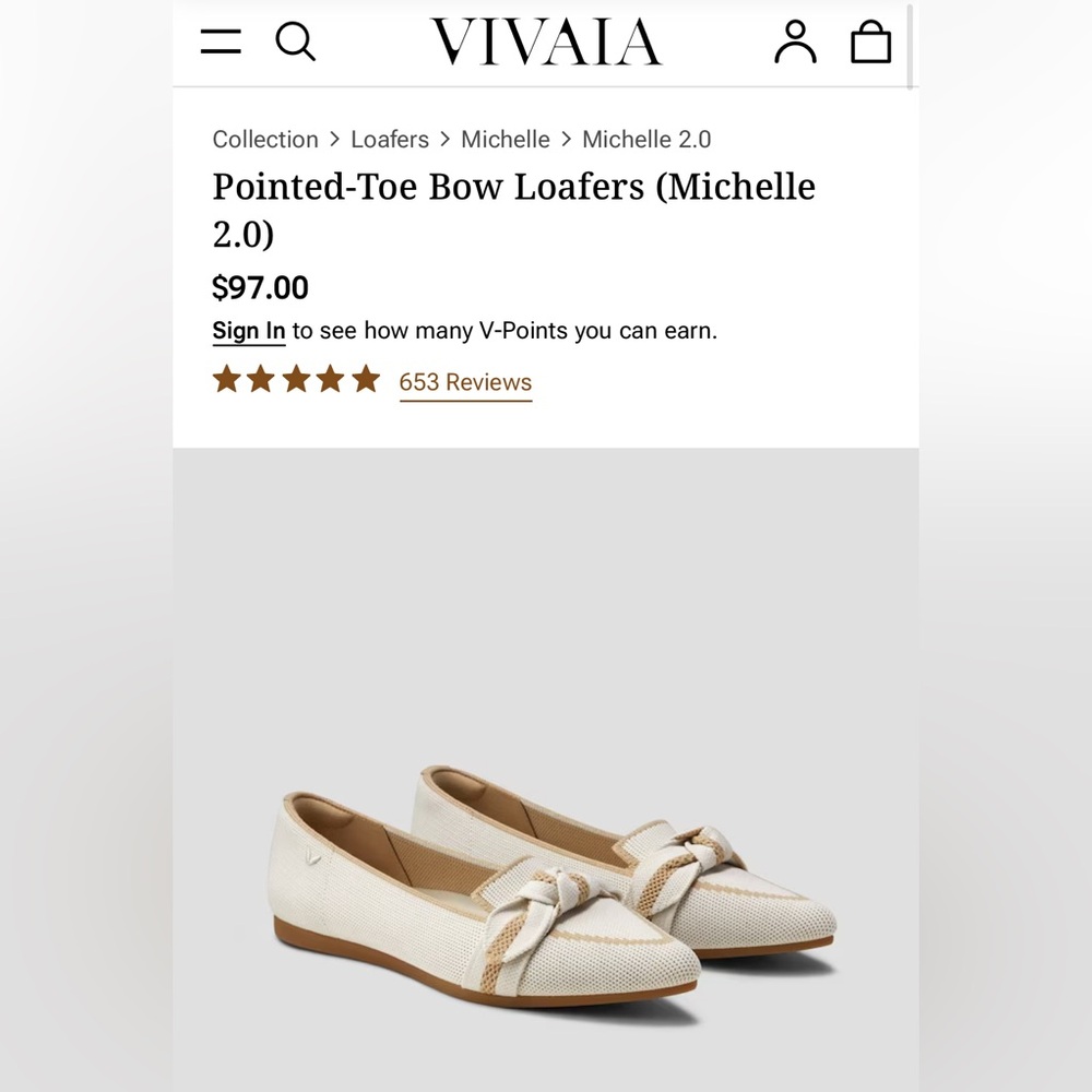 VIVAIA Pointed-Toe Bow Loafers Michelle 2.0 EU 40.5